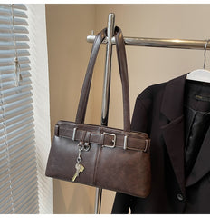 Buckled Key Pu Leather Shoulder Bag