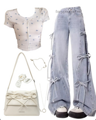 OOTD: Bow Knot Tee + Coquette Jeans + Shoulder Bag