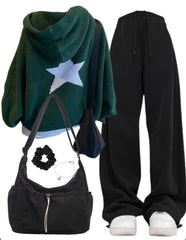 OOTD: Hooded Sweater + Baggy Sweatpants + Crossbody Bag