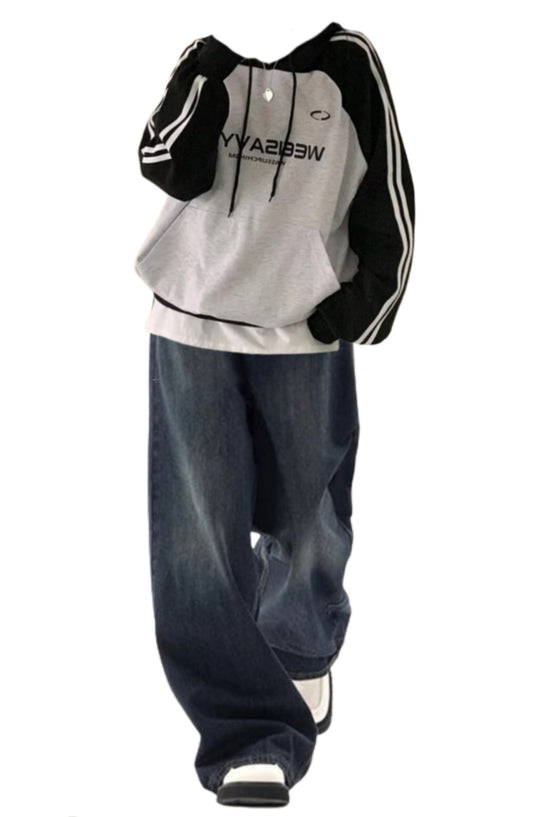 OOTD: Striped Sleeve Hoodie + 90s Boyfriend Jeans - fairypeony