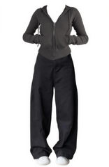 OOTD: Vintage Knitted Hoodie + Black Wide Leg Baggy Jeans