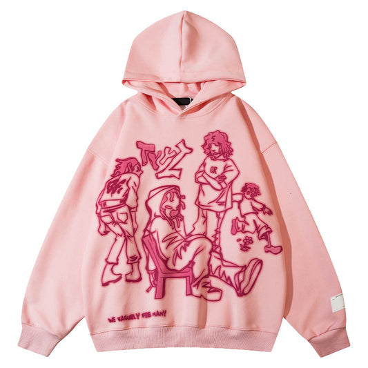Pink Graffiti Couple Oversized Hoodie - fairypeony