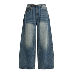 Pleated High-Waist Wide-Leg Jeans