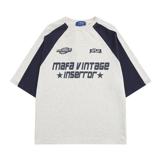 Raglan Short Sleeve Patchwork T-shirt
