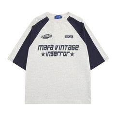 Raglan Short Sleeve Patchwork T-shirt