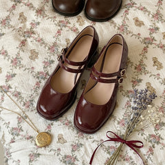 Vintage French Mary Jane Chunky Heel Shoes
