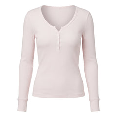 2000s Long Sleeve Striped Knit Henley Top