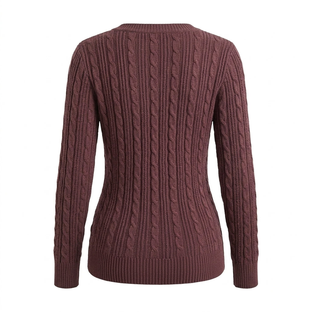 2000s Deep V-Neck Cable Knit Slim Pullover Sweater
