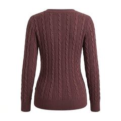 2000s Deep V-Neck Cable Knit Slim Pullover Sweater – Burgundy S–L