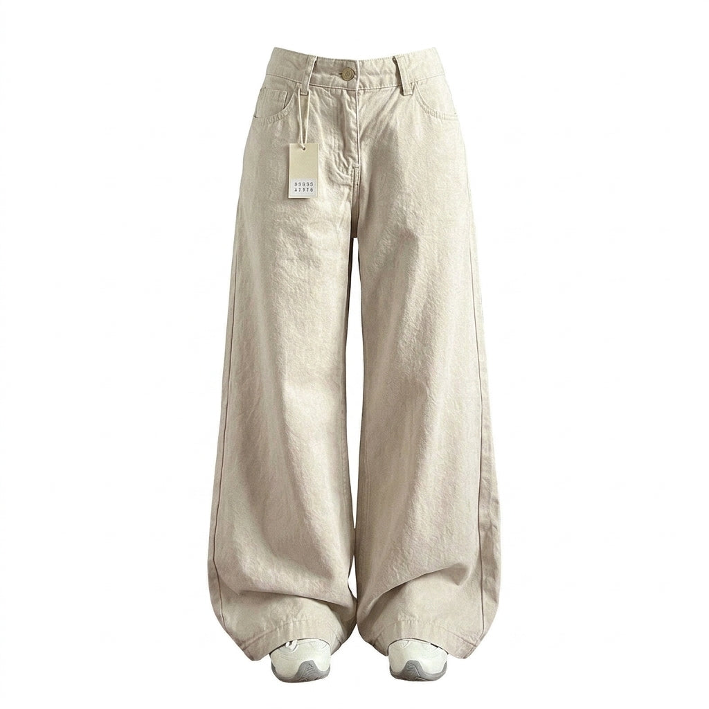Retro Wide-Leg Denim Pants