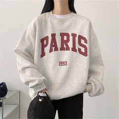 Round Neck Letter Print Oversized Pullover Sweatshirt