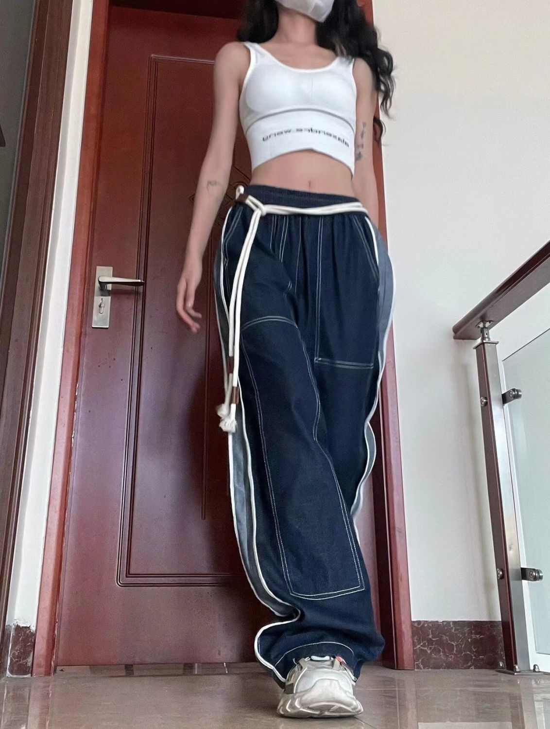 Contrast Stitch Vintage Baggy Jeans - fairypeony