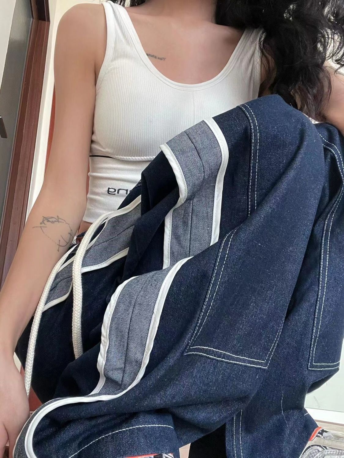 Contrast Stitch Vintage Baggy Jeans - fairypeony