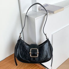 Buckled Strap Pu Leather Shoulder Bag - fairypeony
