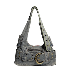 Y2K Belt Denim Shoulder Bag