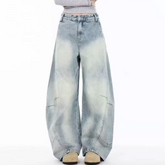Vintage Light Wash Distressed Wide Leg Jeans