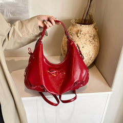 Side Lace Up Bow Pu Leather Backpack