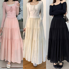 Solid Color Fairy Umbrella Maxi Skirt