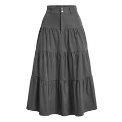 Solid Color High-Low Zipper Pleated Skirt