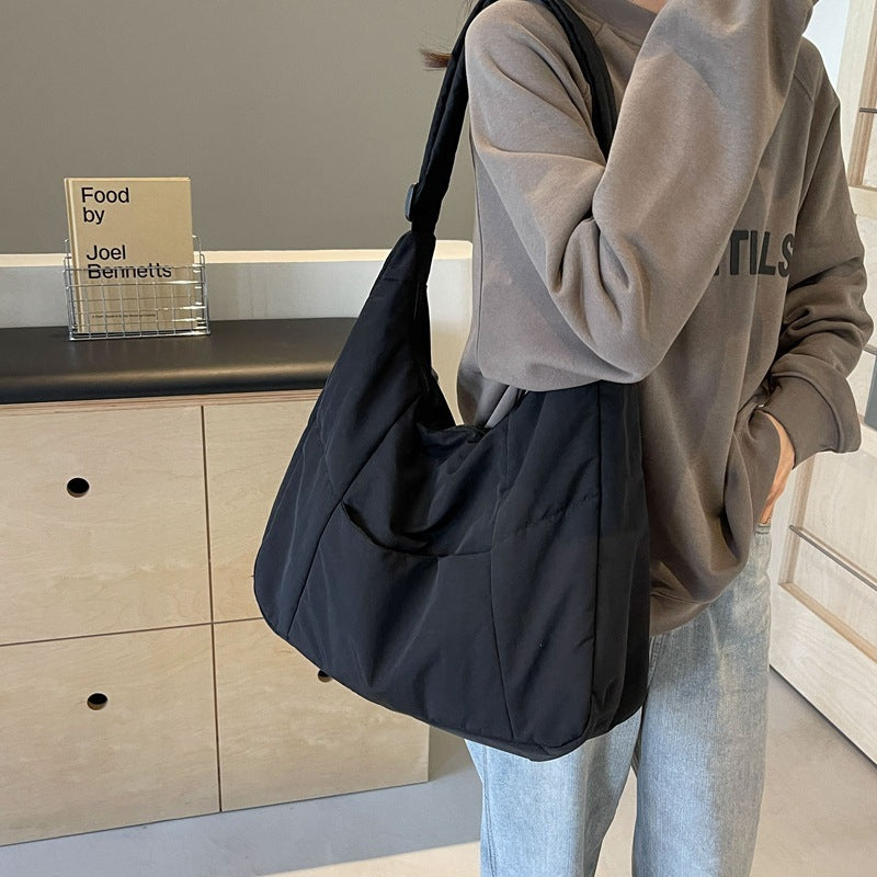Solid Color Padded Casual Shoulder Bag - fairypeony