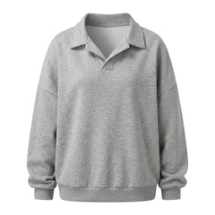 Gray sweatshirt with a collar on a white background
