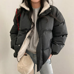 Solid Color Reversible Oversize Fleece Jacket