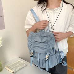 Solid Color Ruffled Backpack