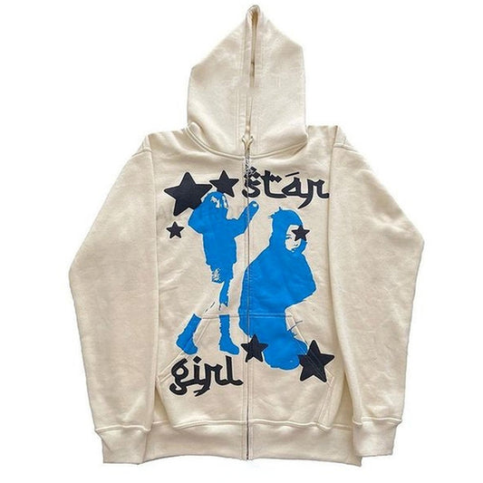 Star Girl Graphic Zip Up Hoodie - fairypeony