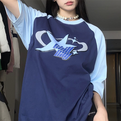 Star Oversized Tee + Baggy Sweatpants + Canvas Bag + wild Sneakers - fairypeony