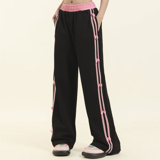 Striped Side Bow Sweatpants