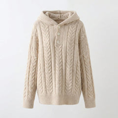 Cable Knit Hooded Overiszed Sweater - fairypeony