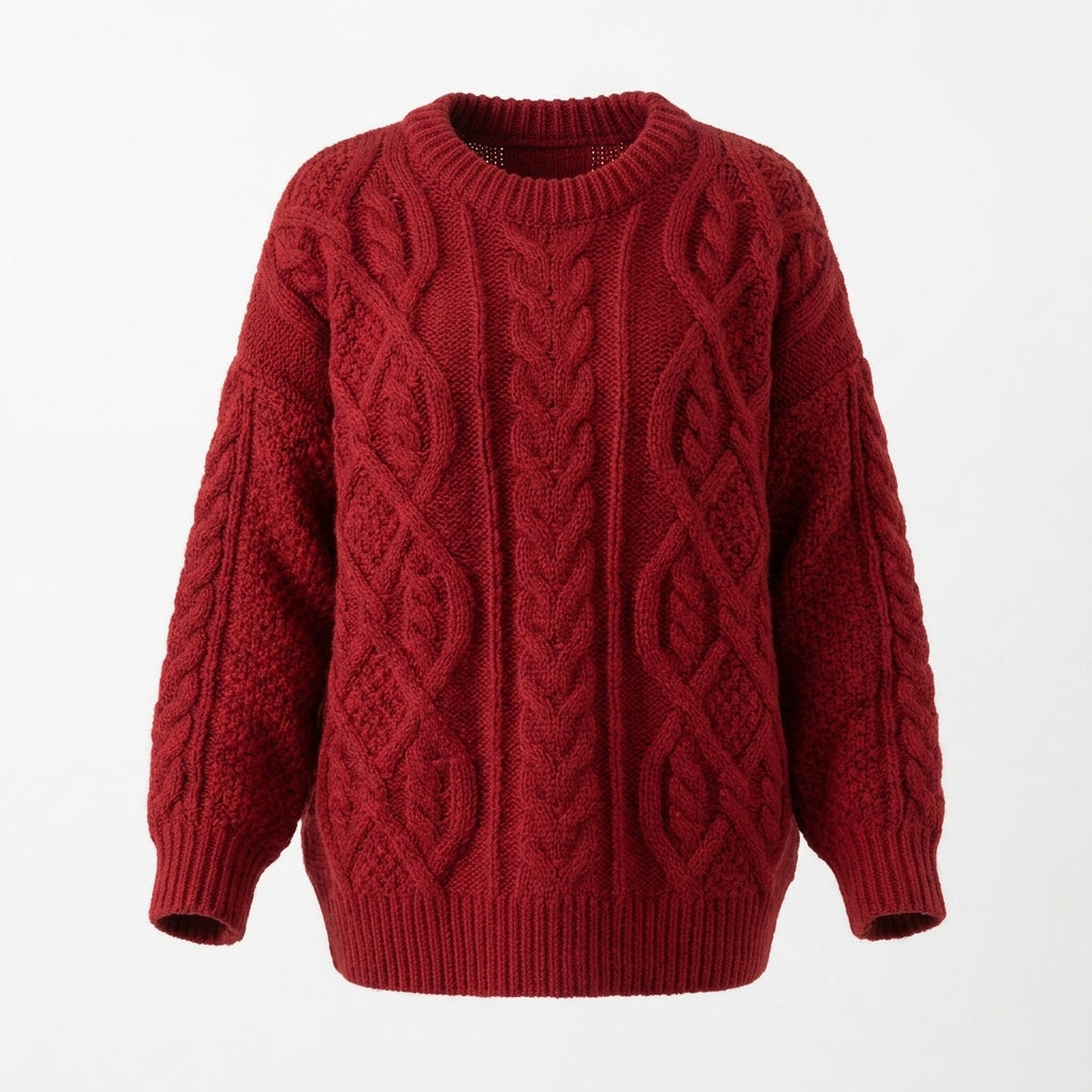 Vintage Wool Pullover Cable Knit Sweater - fairypeony