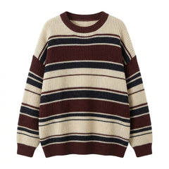 Striped Round Neck Pullover Sweater