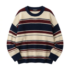Striped Round Neck Pullover Sweater