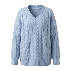 Solid Color V-Neck Loose Sweater