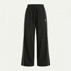 Contrast Piping Drawstring Waist Wide Leg Sweatpants