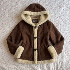 Thickened Hooded Horn Button Fur Outwear