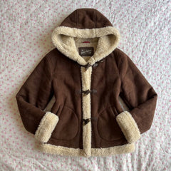 OOTD: Hooded Horn Button Fur Outwear + Retro Wide-Leg Denim Pants