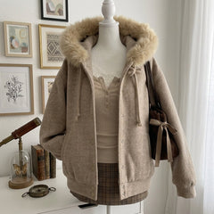 Velvet Hooded Winter Coat
