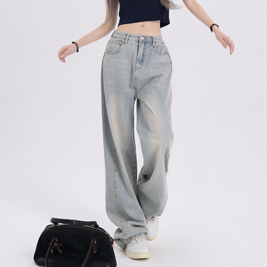 Vintage Blue Wash Straight Leg Boyfriend Jeans