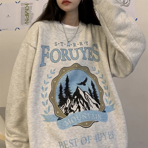 Vintage Mountains Graphic Oversized Sweatshirt - fairypeony