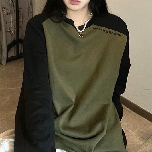 Vintage Raglan Long Sleeve Oversized Sweatshirt - fairypeony