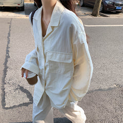 Vintage Solid Color Long Sleeve Blouse