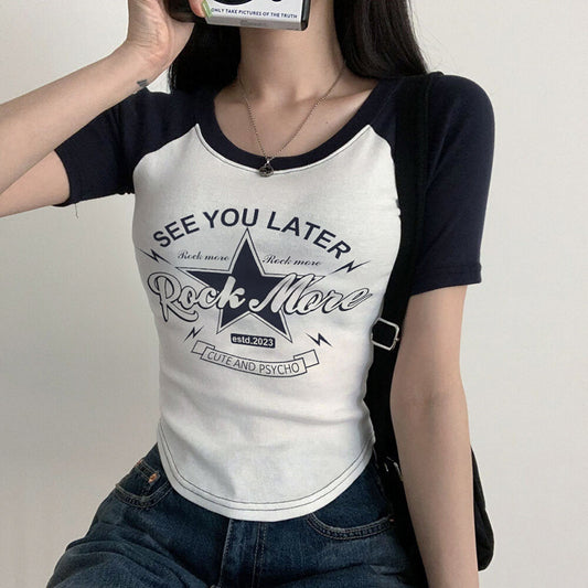 Vintage Star Raglan Short Sleeve Tee - fairypeony