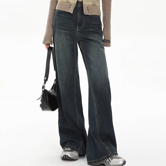 Vintage Washed High Waist Wide Leg Jeans
