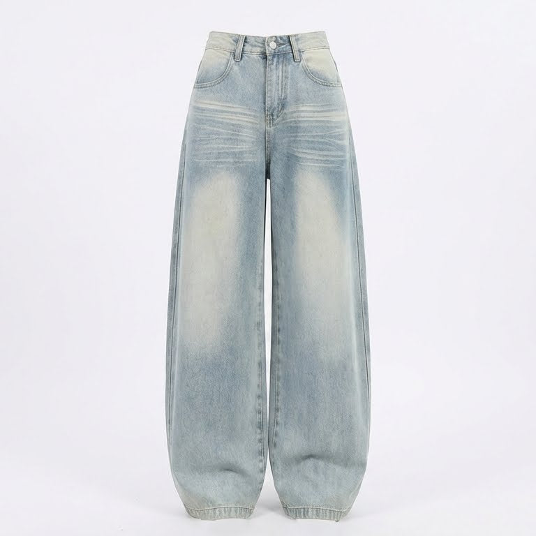 Light blue jeans on a white background