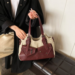 Vintage Double Pocket Y2K Pu Leather Crossbody Bag