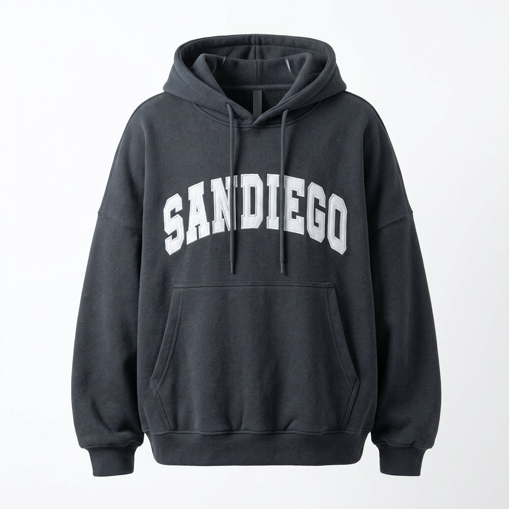 Vintage Embroidered Logo Oversized Hoodie