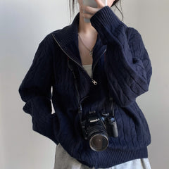 Vintage Half Zip Up Cable Knit Sweater