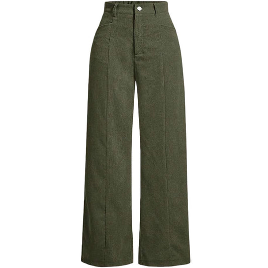 Women's High Waist Corduroy Wide Leg Pants - fairypeony